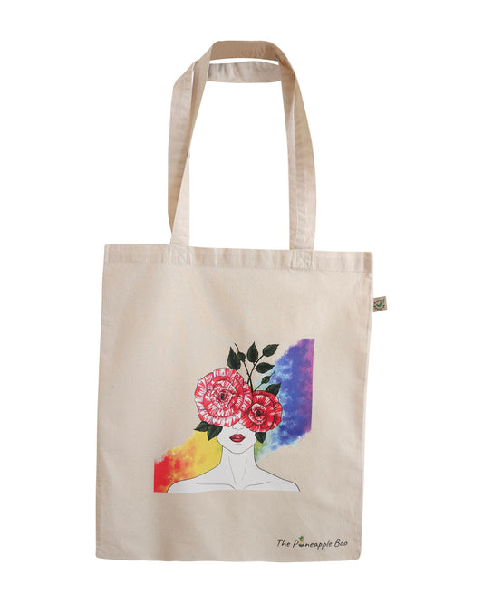 love and flower tote bag,certified peta approved