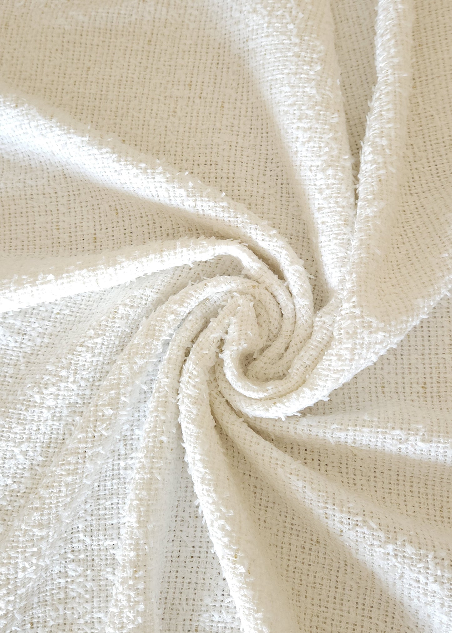Close-up of textured white fabric
