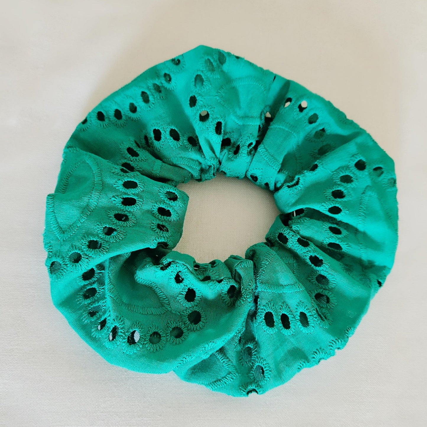 green embodered scrunchie