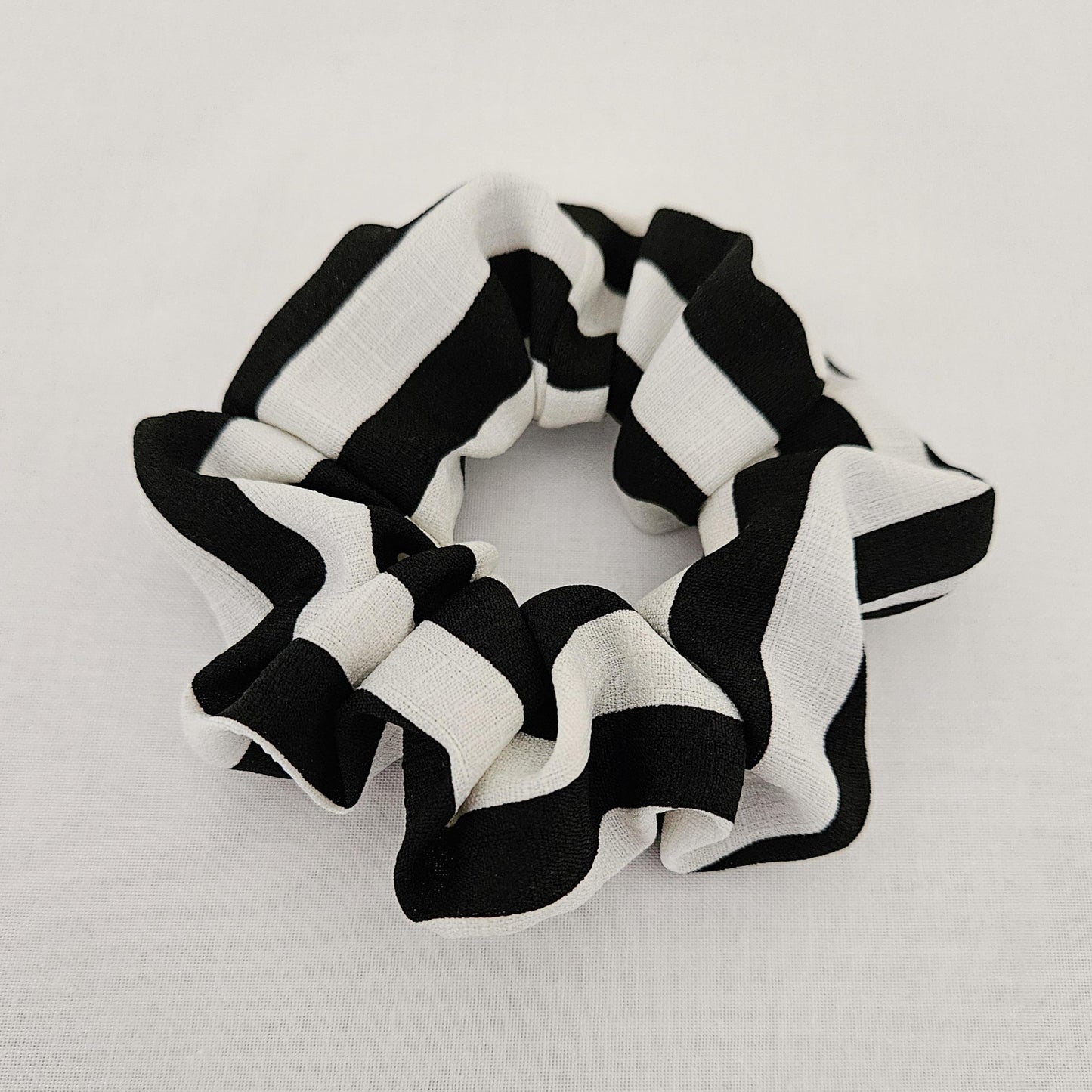 Black and white striped scrunchie