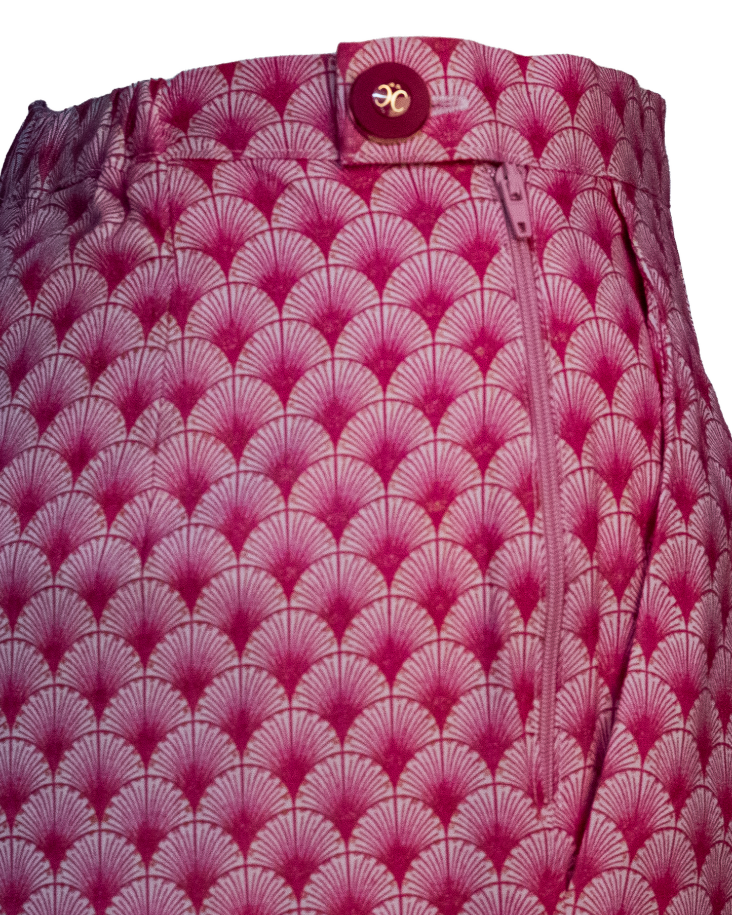 Close up look at the fabric and button
