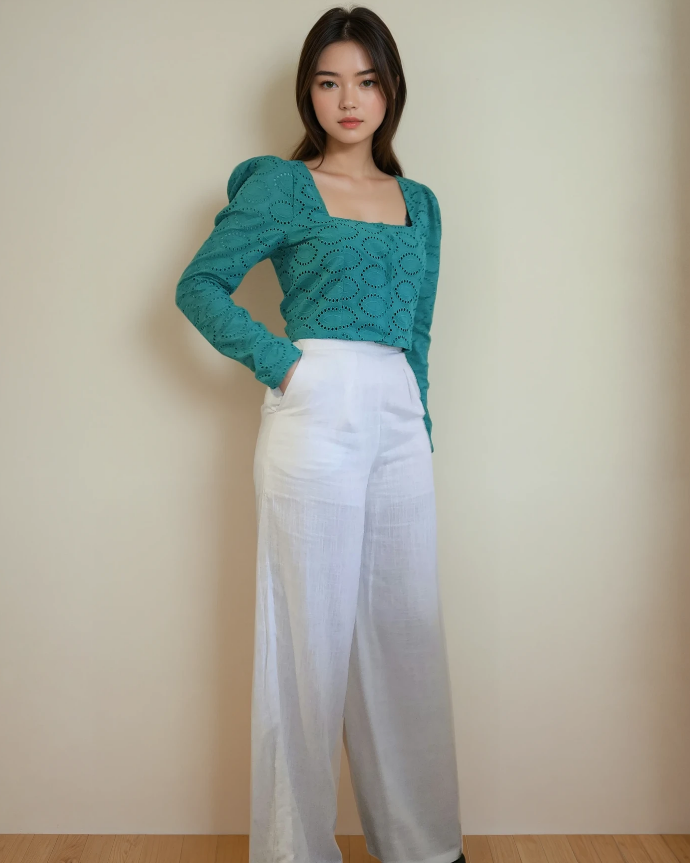 handmade linen-viscose pants