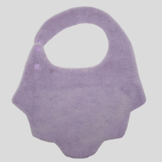 Purple terry towelling baby bib 